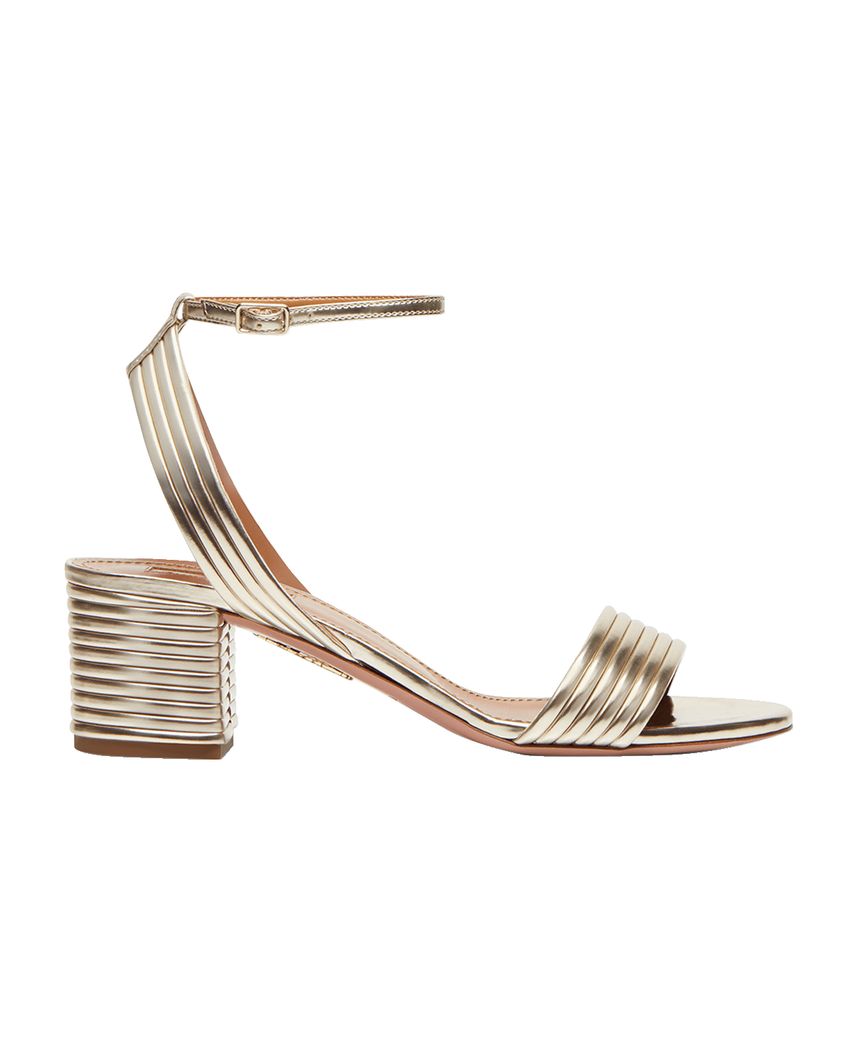 Aquazzura Sundance Metallic Ankle-Strap Sandals
