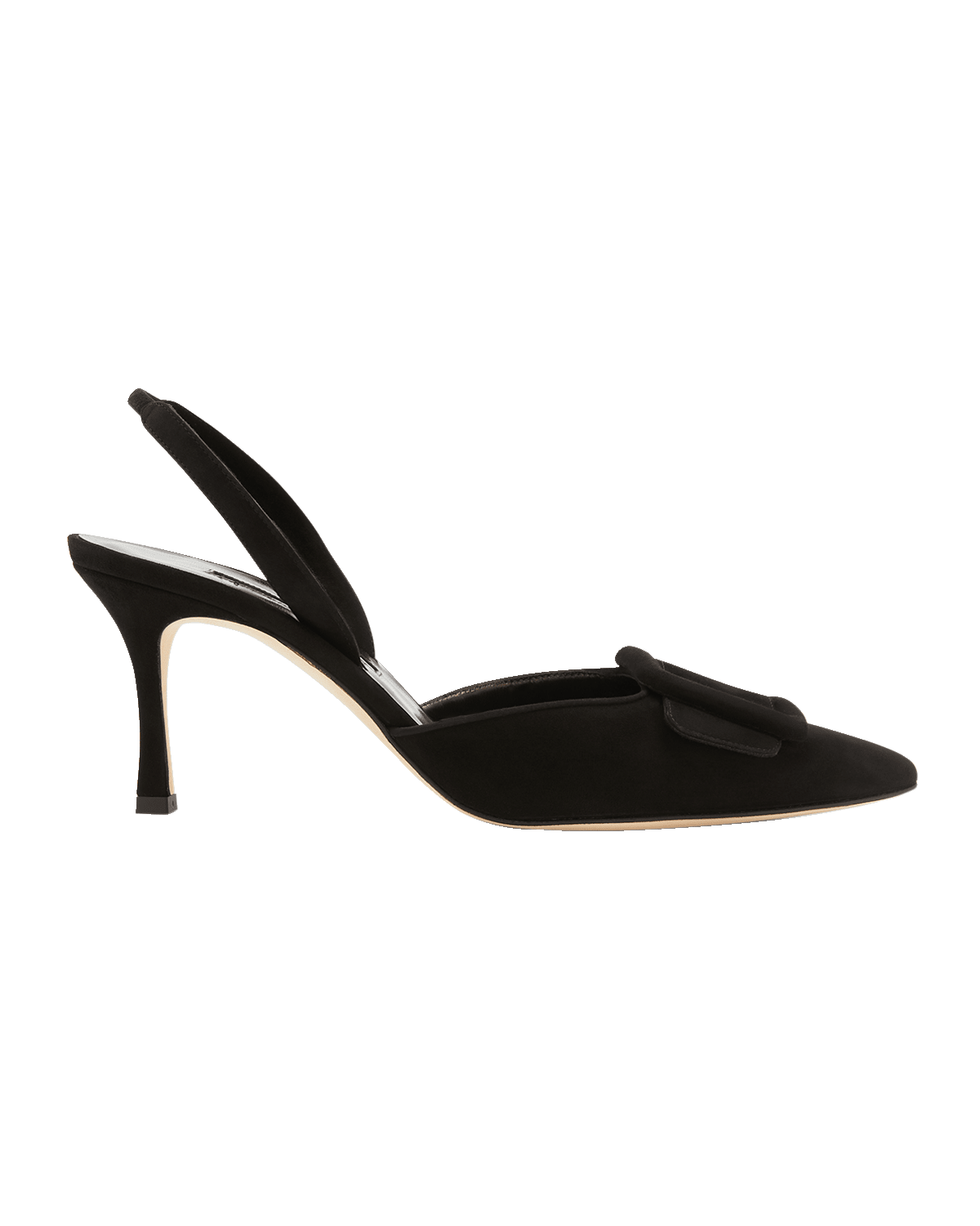 Manolo Blahnik Maysli Suede Buckle Halter Pumps
