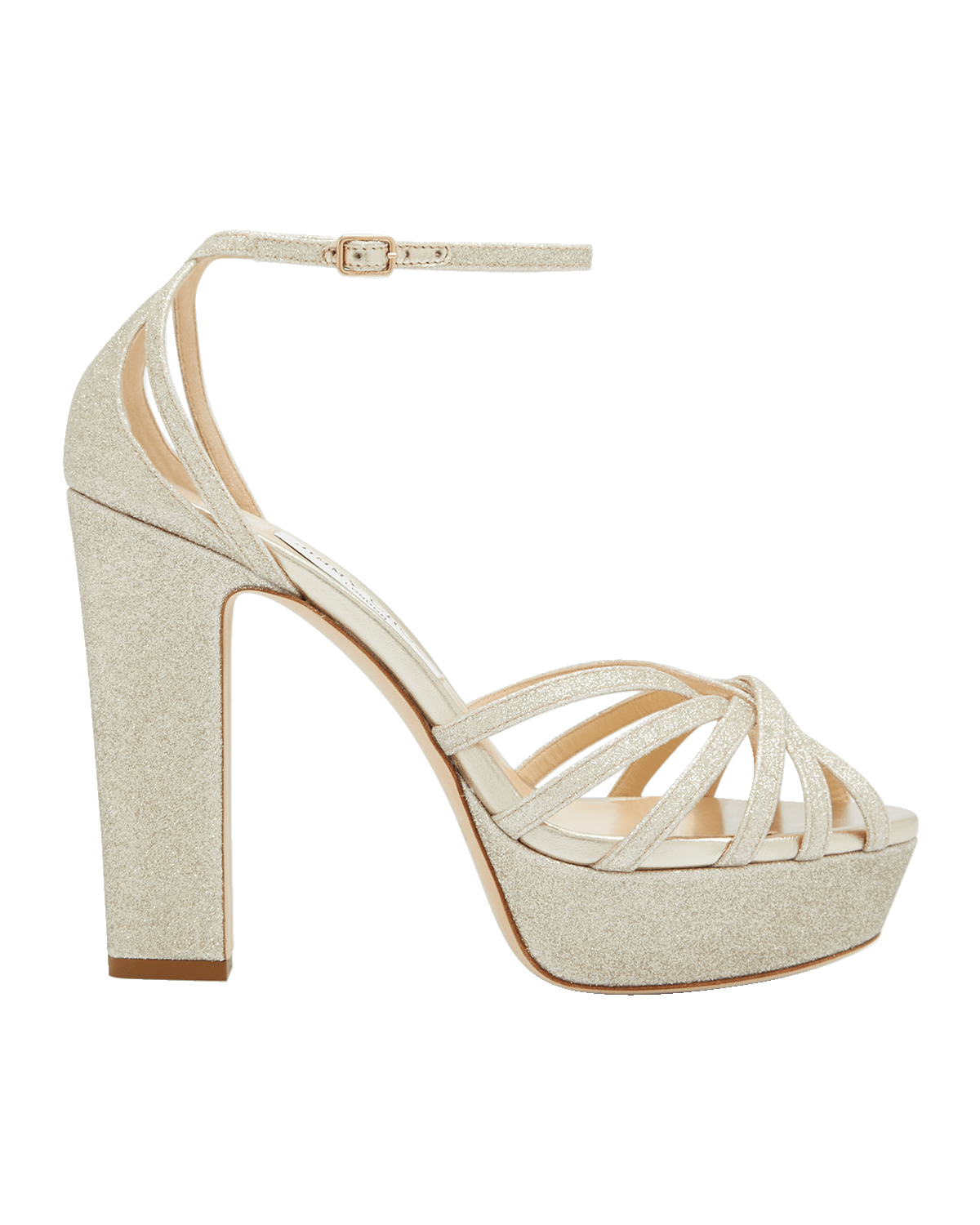 Jimmy Choo Isra Glitter Ankle-Strap Platform Sandals