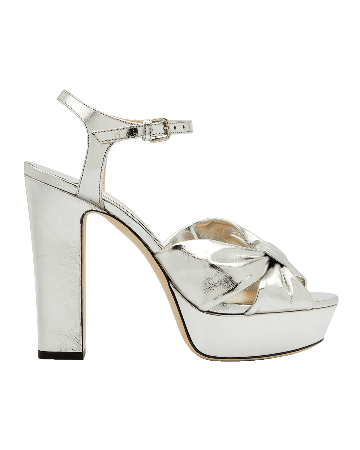 Jimmy Choo Heloise Metallic Ankle-Strap Platform Sandals