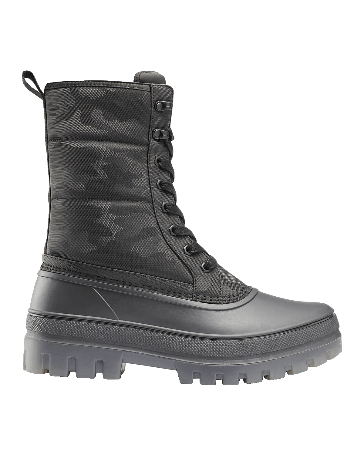 Karl Lagerfeld Paris Men's Camo-Print Nylon Lace-Up Winter Boots