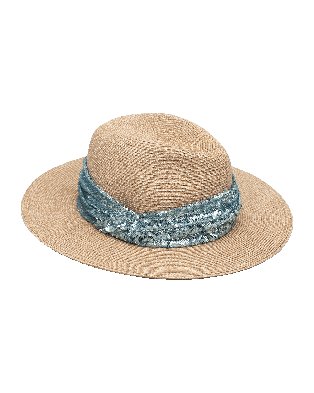 Eugenia Kim Courtney Packable Papercloth Fedora Hat with Sequins