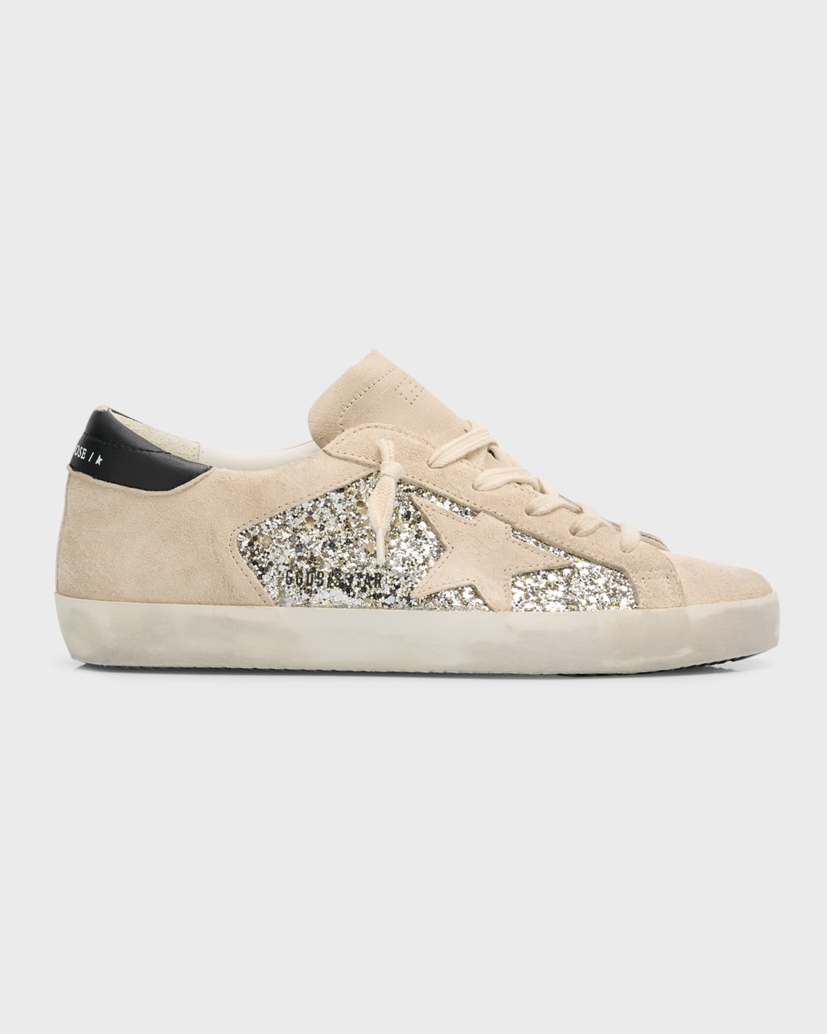 Golden Goose Superstar Suede Glitter Low-Top Sneakers