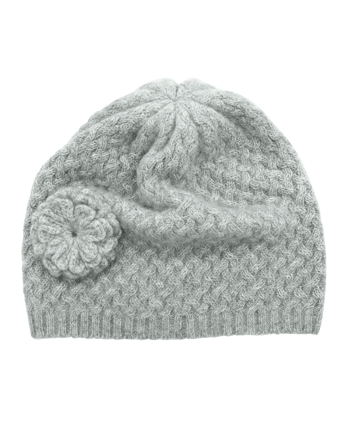 Portolano Basketweave Rosette Cashmere Beanie