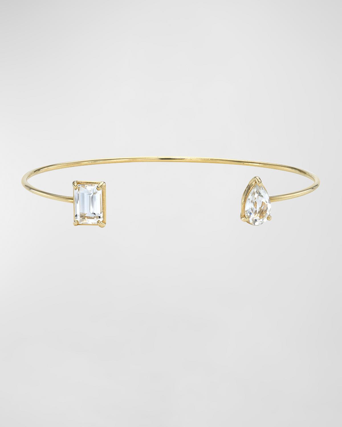 White Topaz Toi et Moi Cuff Bracelet