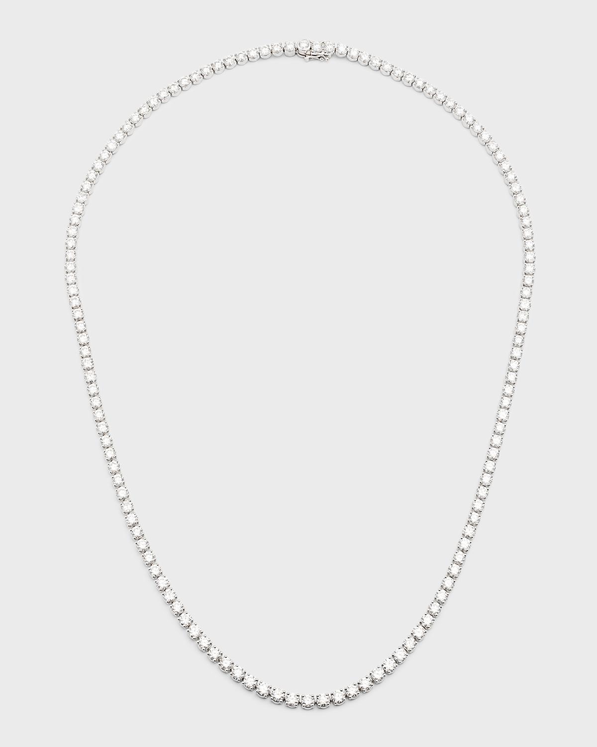 Lab Grown Diamond 18K White Gold Round Line Necklace, 24"L