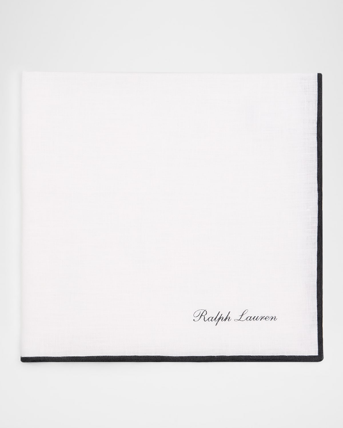 Ralph Lauren Men 's Linen Contrast-Trim Logo Pocket Square
