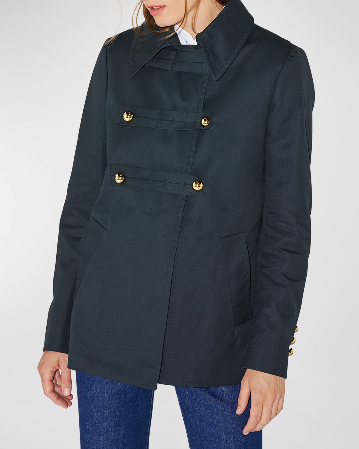 CALLAS Milano Clara Double-Breasted Coat w/ Scarf