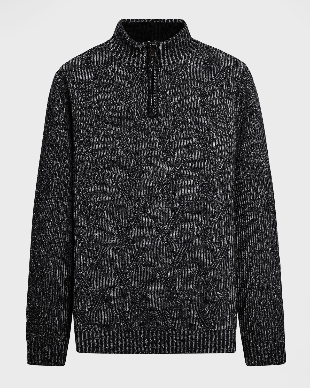 Bugatchi Men's Quarter-Zip Cable Sweater