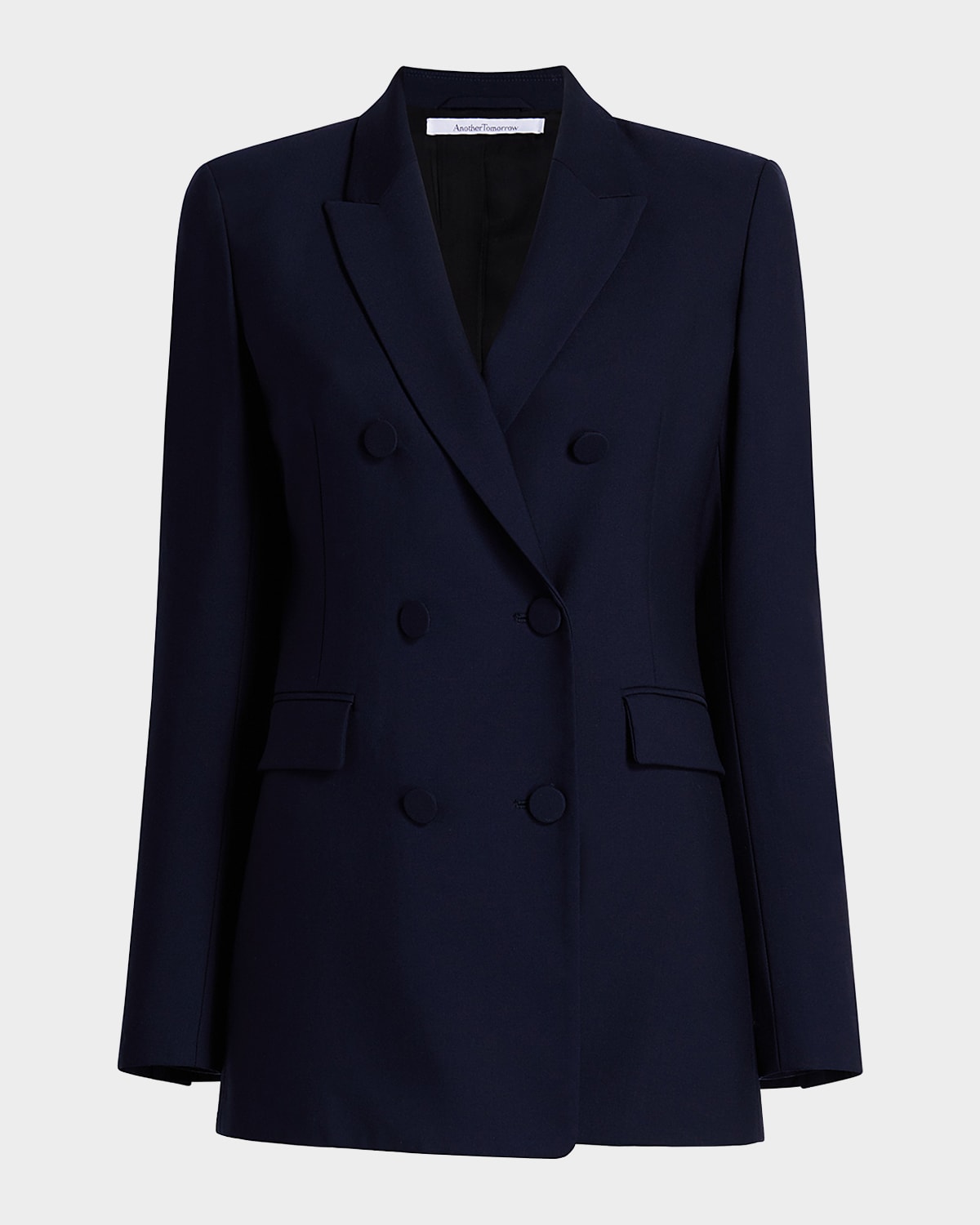 Another Tomorrow Wool Double-Breasted Blazer Jacket
