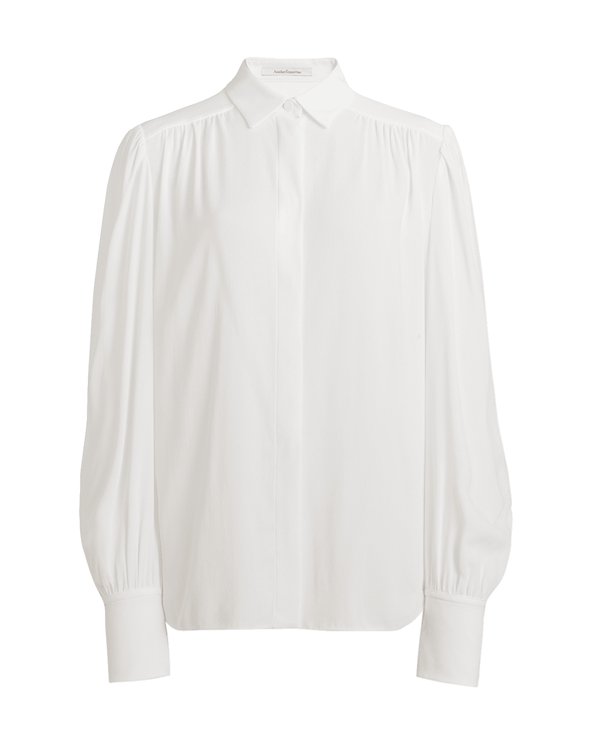 Another Tomorrow Gathered Button-Front Blouse