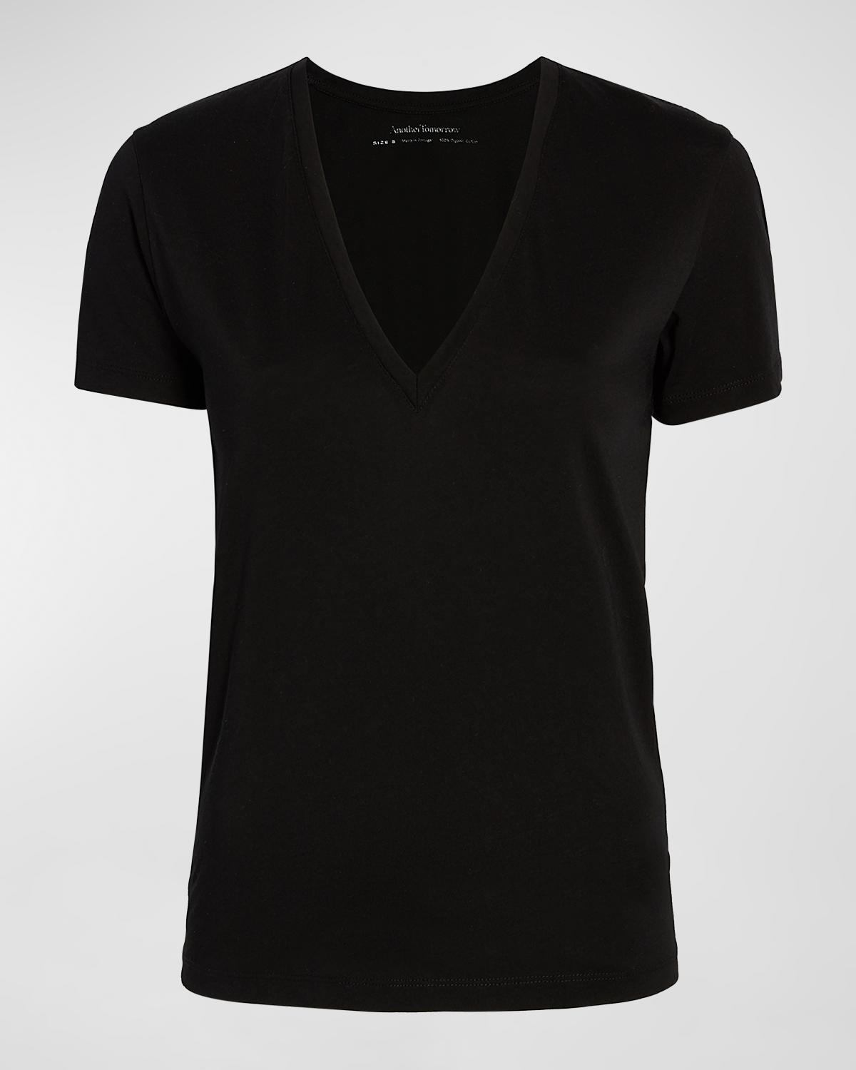 Another Tomorrow Cotton V-Neck Tee