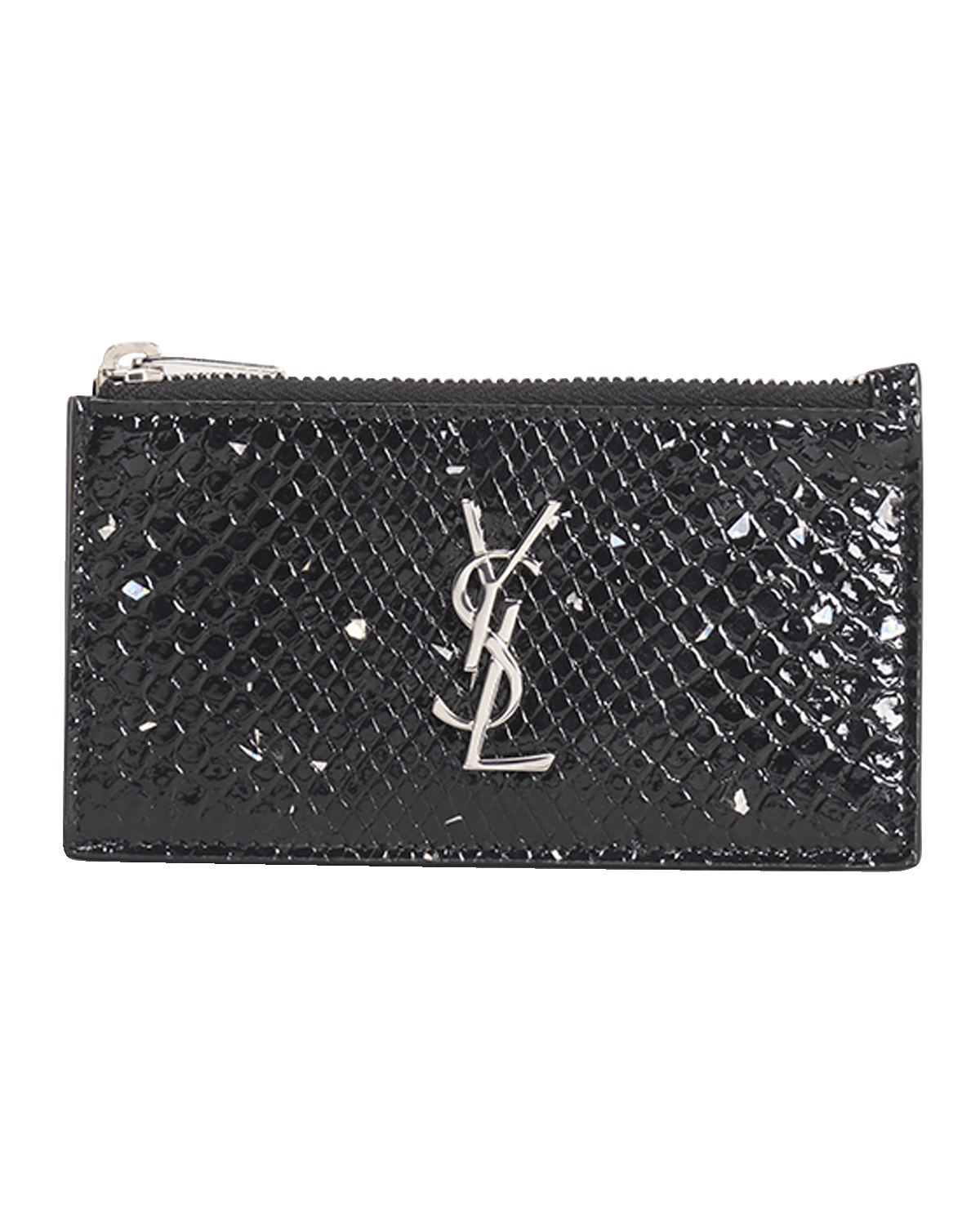 Saint Laurent YSL Monogram Ziptop Card Case in Python