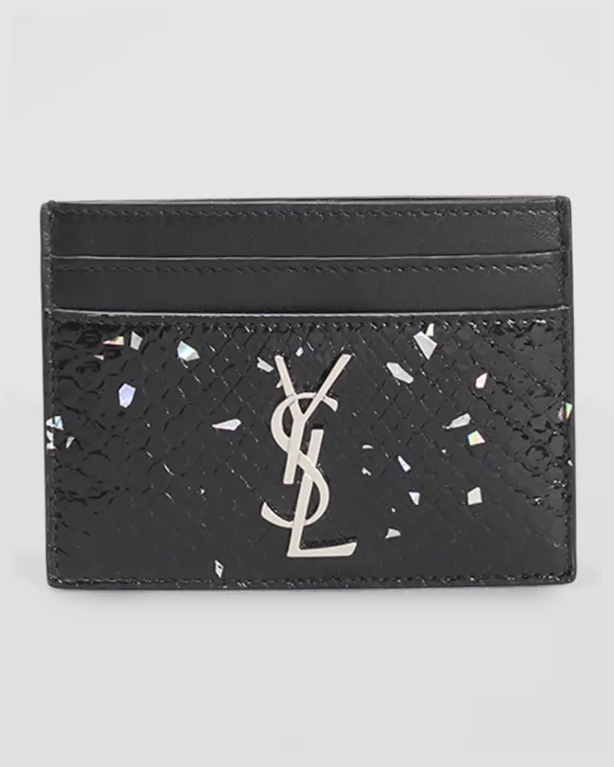 Saint Laurent YSL Monogram Card Case in Python