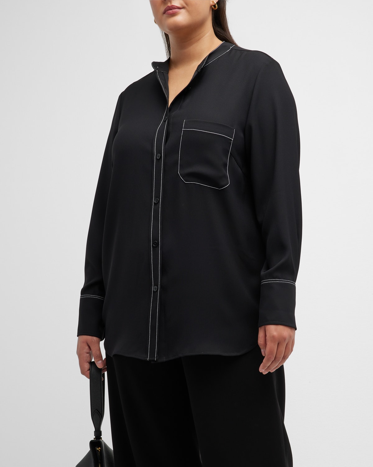Black Contrast Collar Shirt main image 0