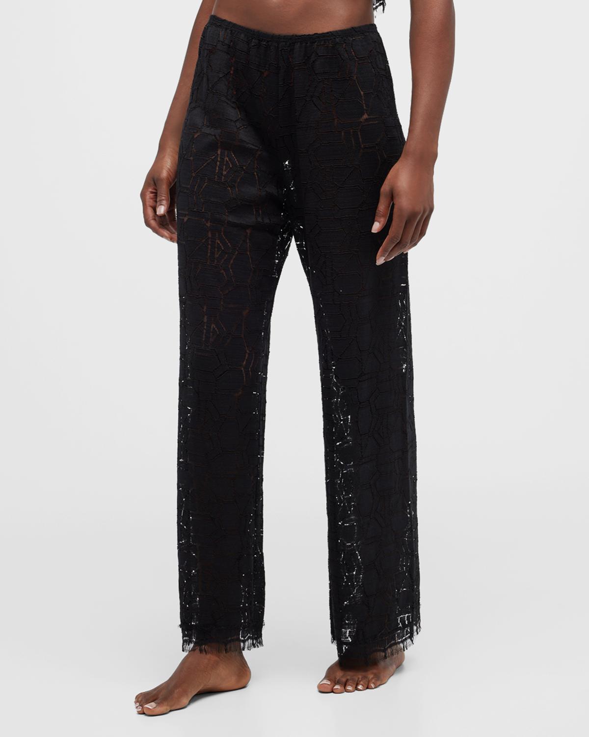LESET Daniel Wide-Leg Lace Pants