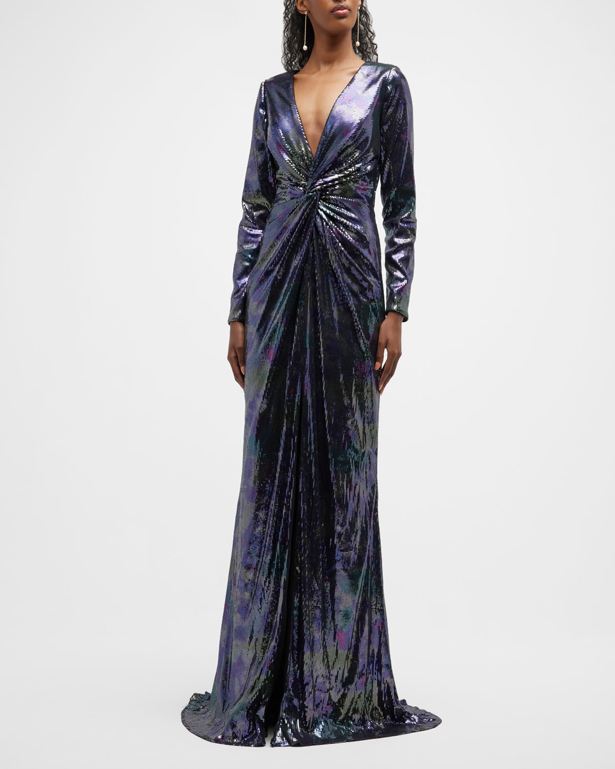 sequin gown with sleeves