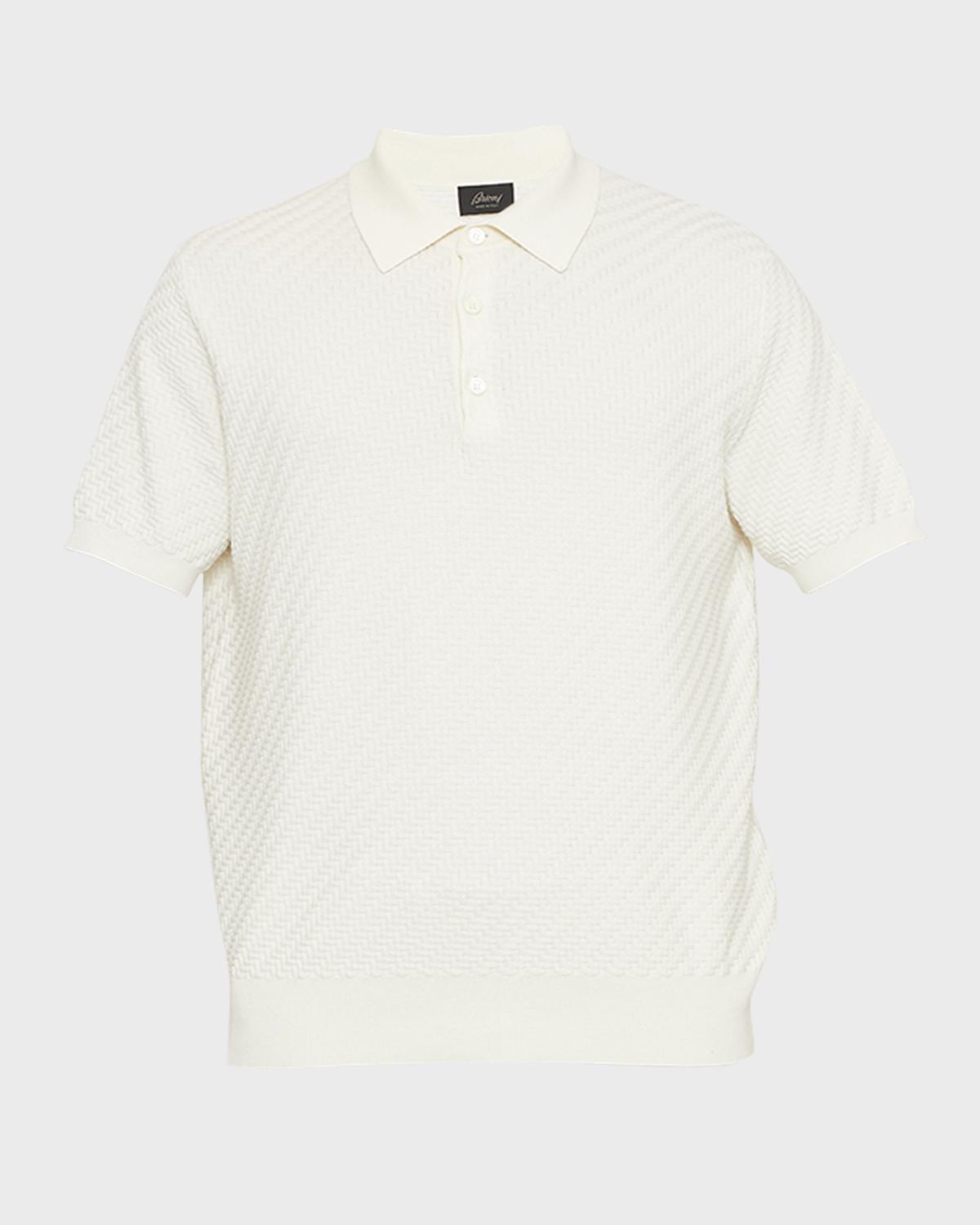 Brioni Men's Basketweave Stitch Polo Sweater