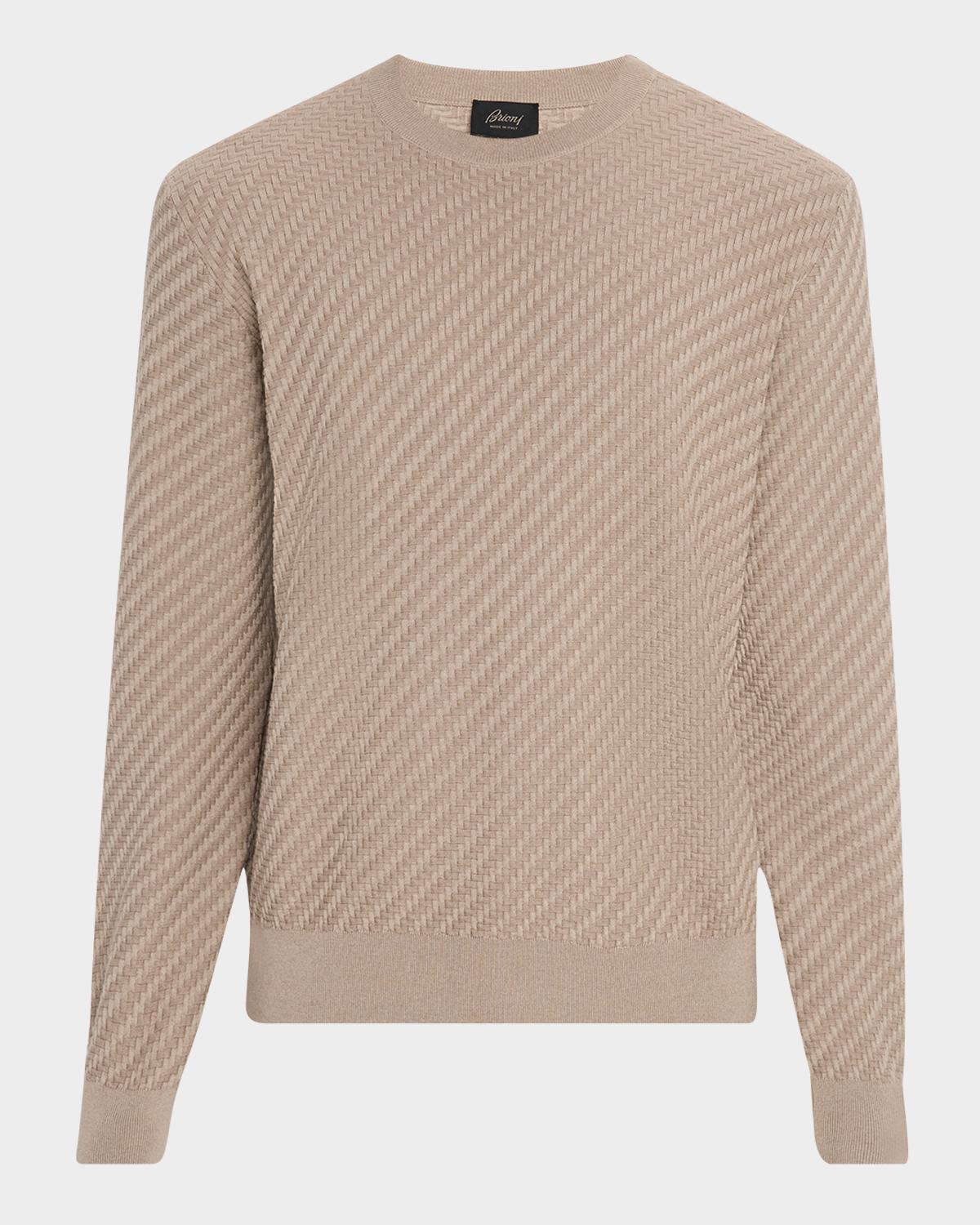 Brioni Men's Basketweave Crew Sweater