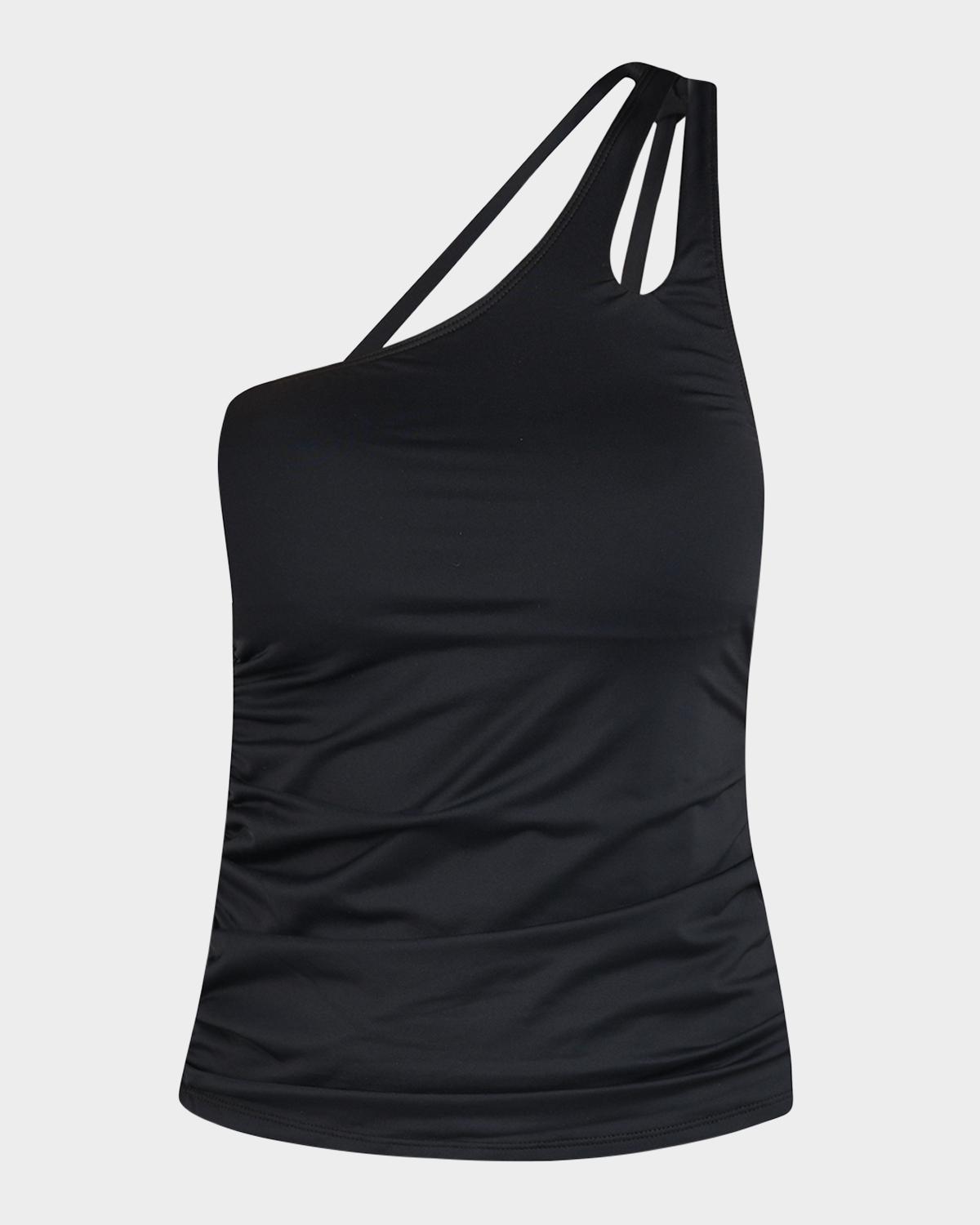 La Blanca Island Goddess One-Shoulder Keyhole Tankini Swim Top