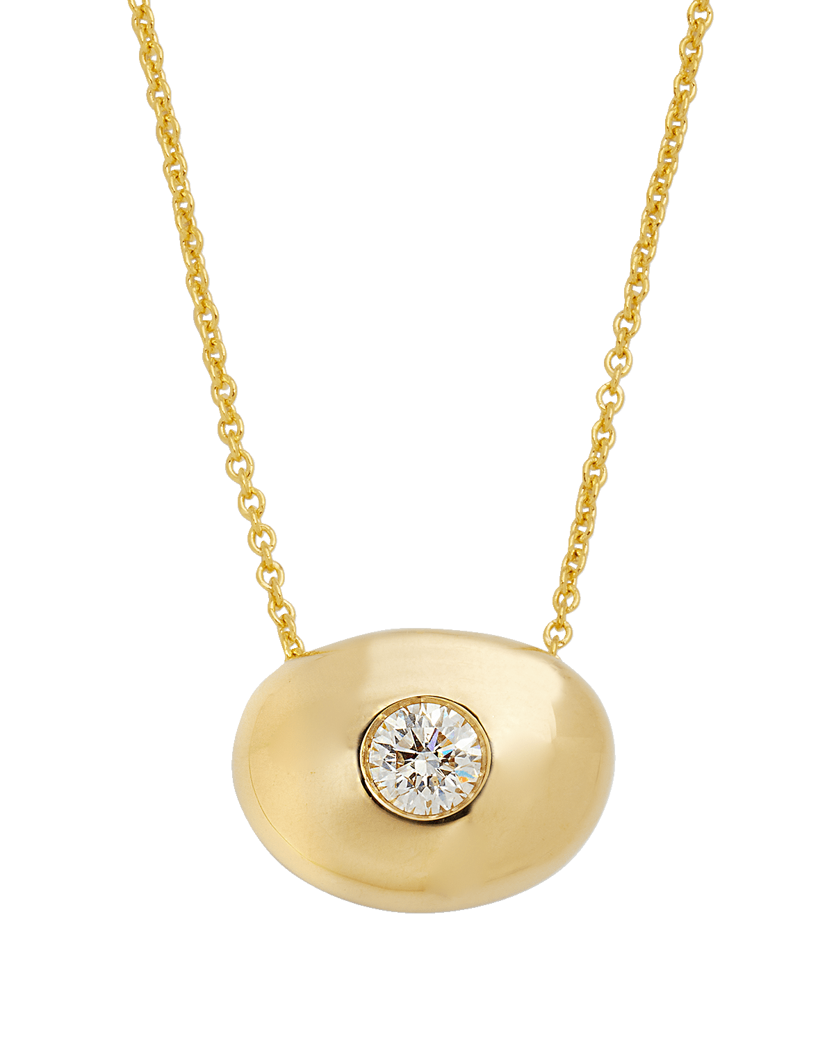 Roberto Coin 18K Yellow Gold Solitaire Diamond Bean Pendant Necklace