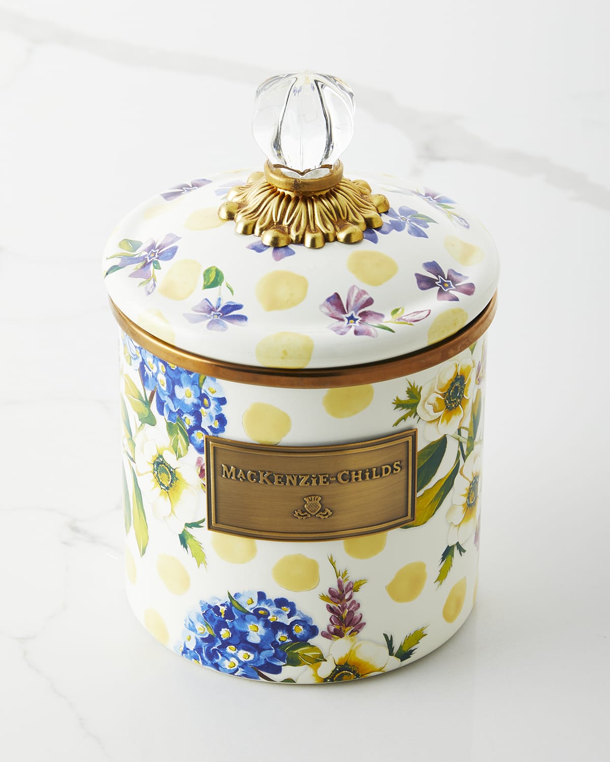 MacKenzie-Childs Small Yellow Wildflower Enamel Canister