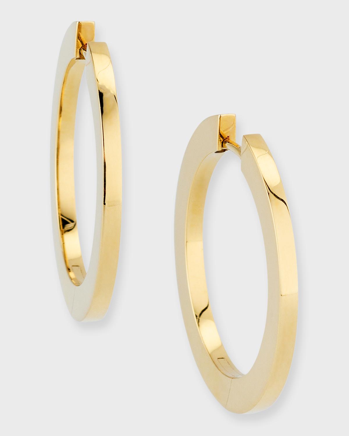 18K Yellow Gold Light Hoop Earrings, Medium