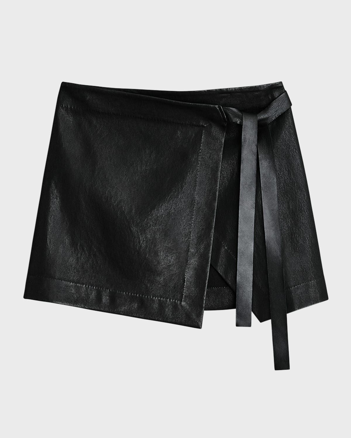 Rag & Bone James Side-Tie Leather Mini Skirt