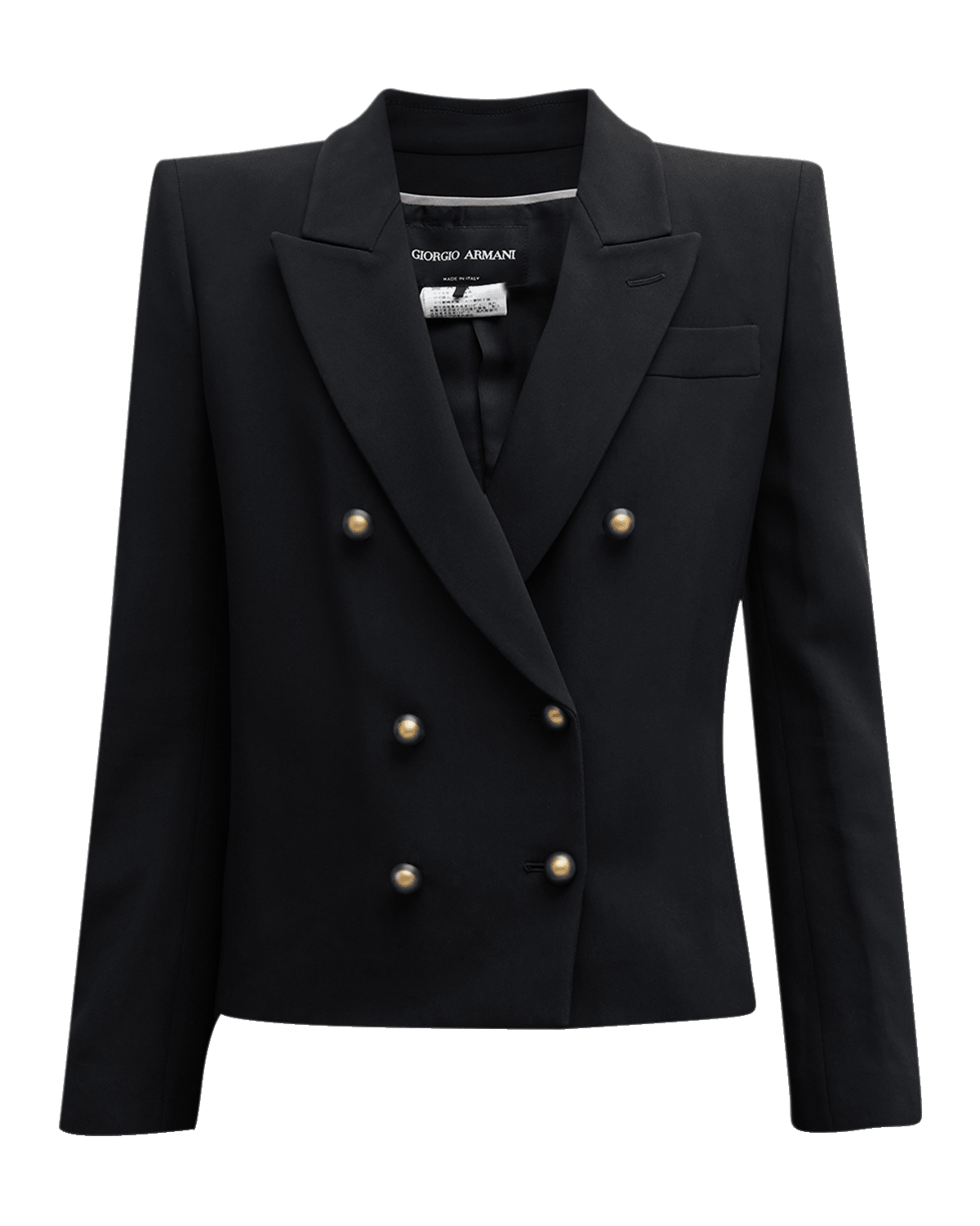 Giorgio Armani Cady Cropped Jacket w/ Button Detail