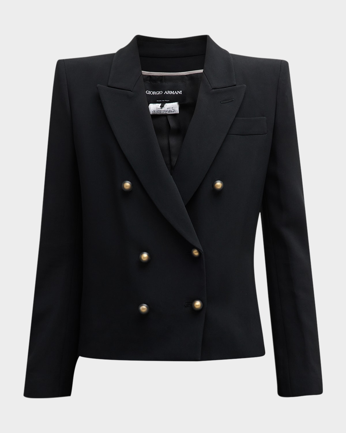Giorgio Armani Cady Cropped Jacket w/ Button Detail