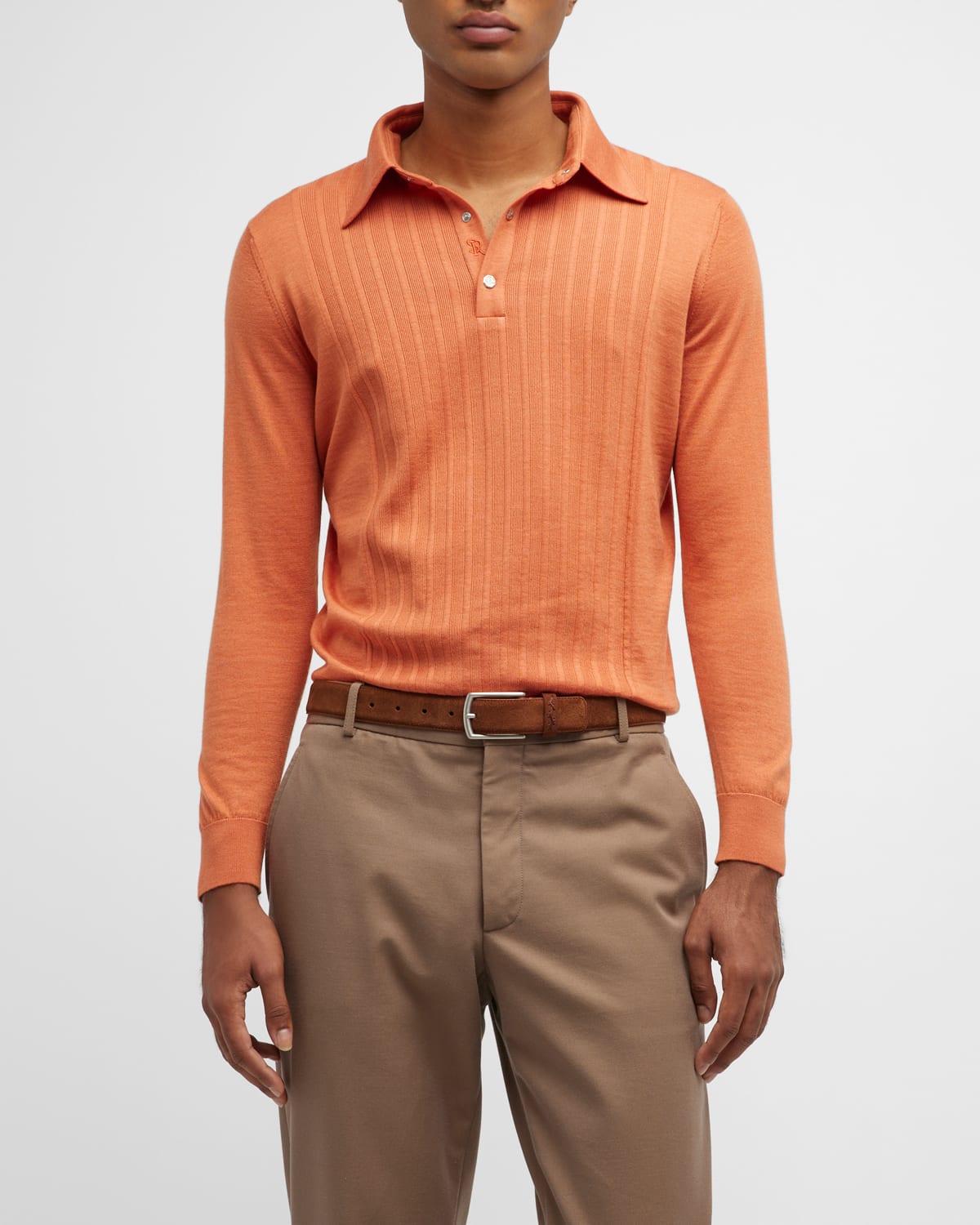 Long Sleeves Polo Sweater | Neiman Marcus