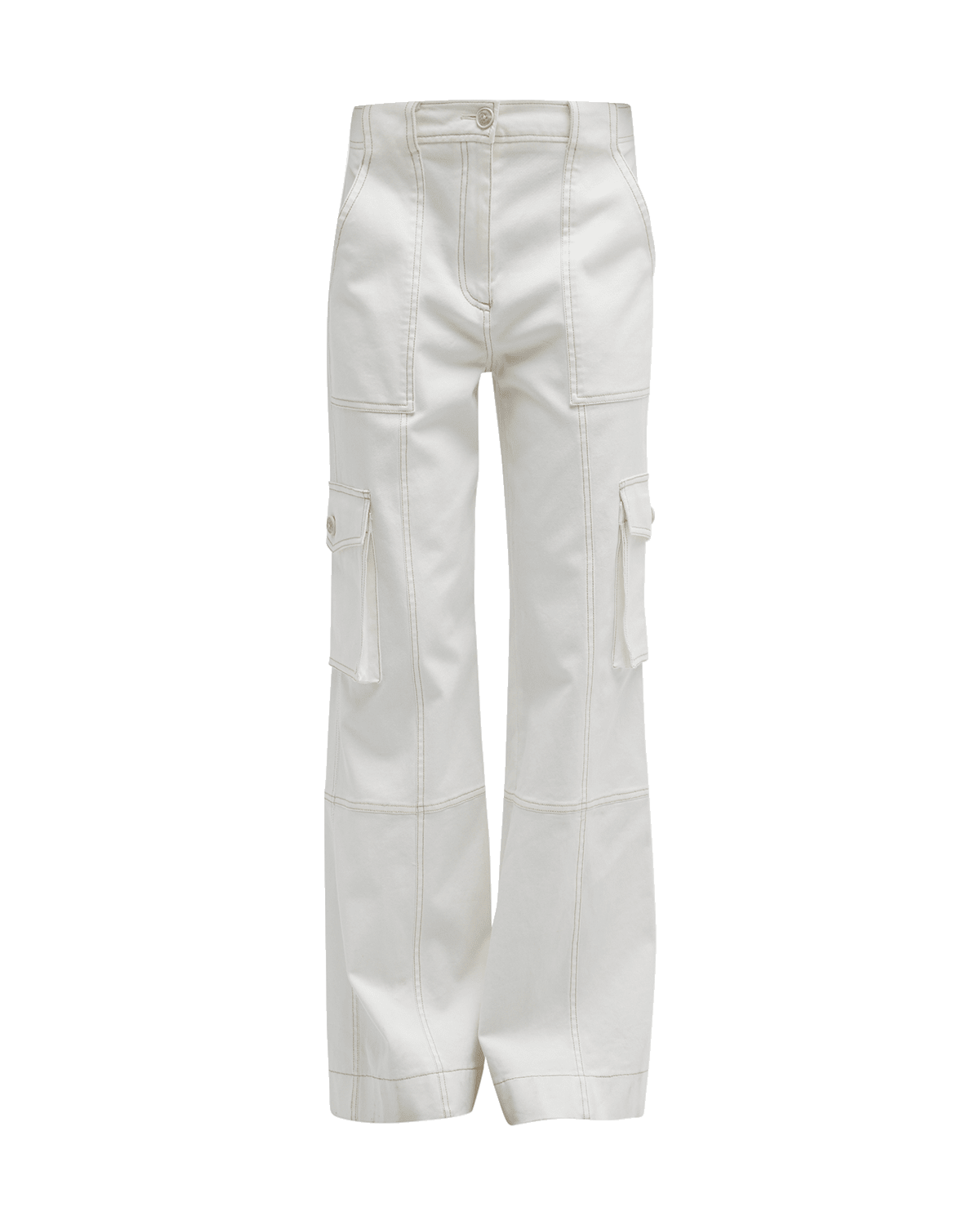 TWP Coop Contrast-Stitch Wide-Leg Twill Pants