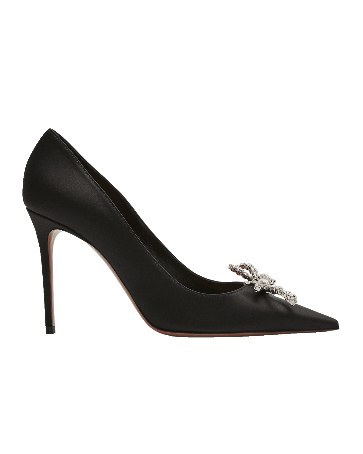Amina Muaddi Rosie Crystal Bow Satin Pumps