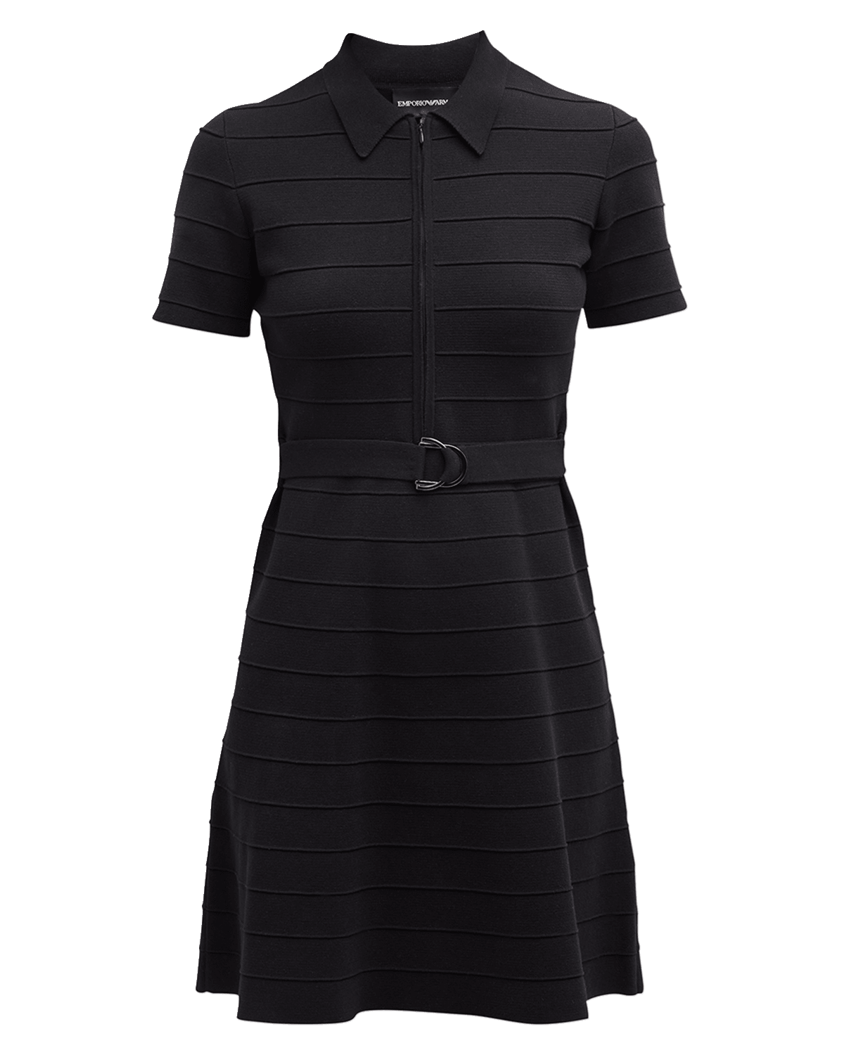 Emporio Armani Textured Striped Fit-&-Flare Mini Dress