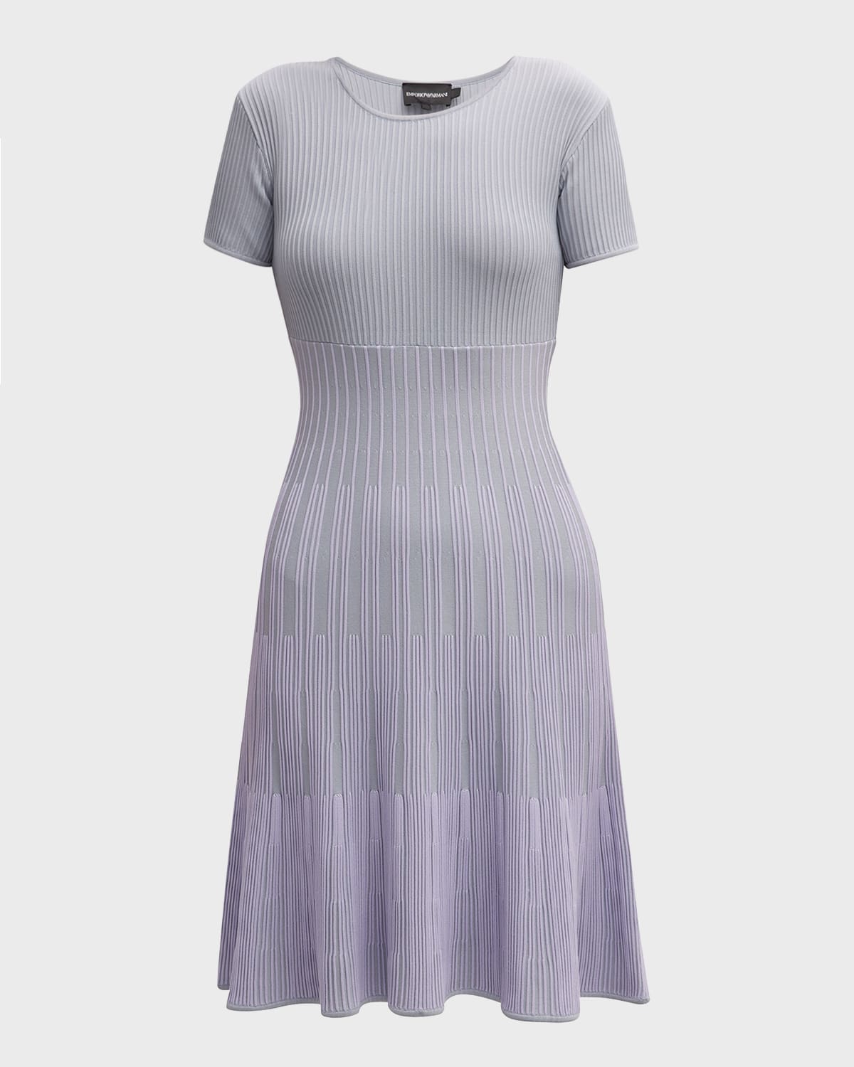 Emporio Armani Ribbed Short-Sleeve A-Line Midi Dress