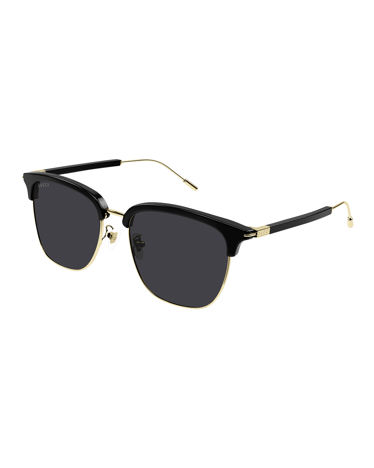 Gucci Men's Half-Rim Acetate/Metal Round Sunglasses