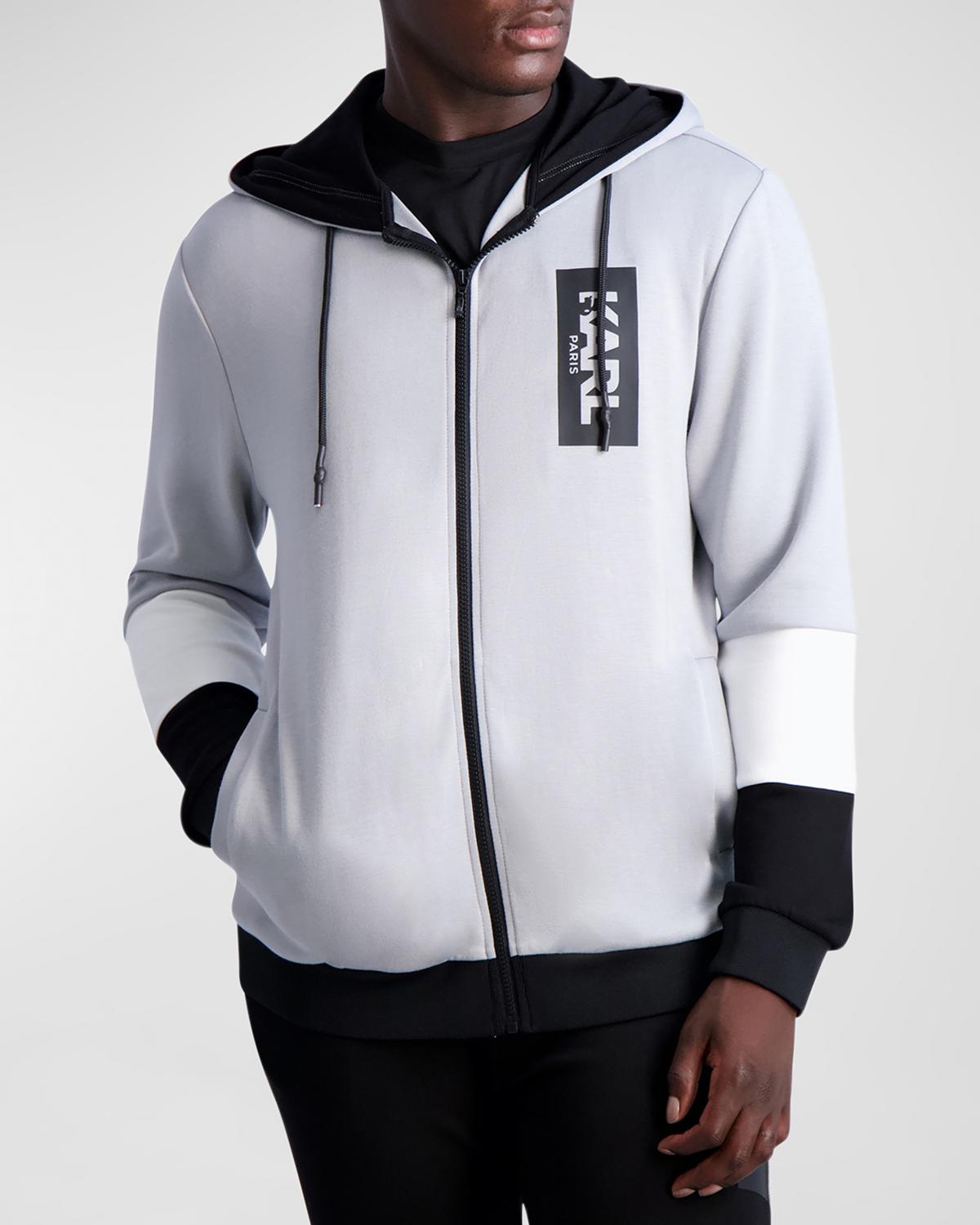 Karl Lagerfeld Paris Men's Hooded Colorblock Track Jacket