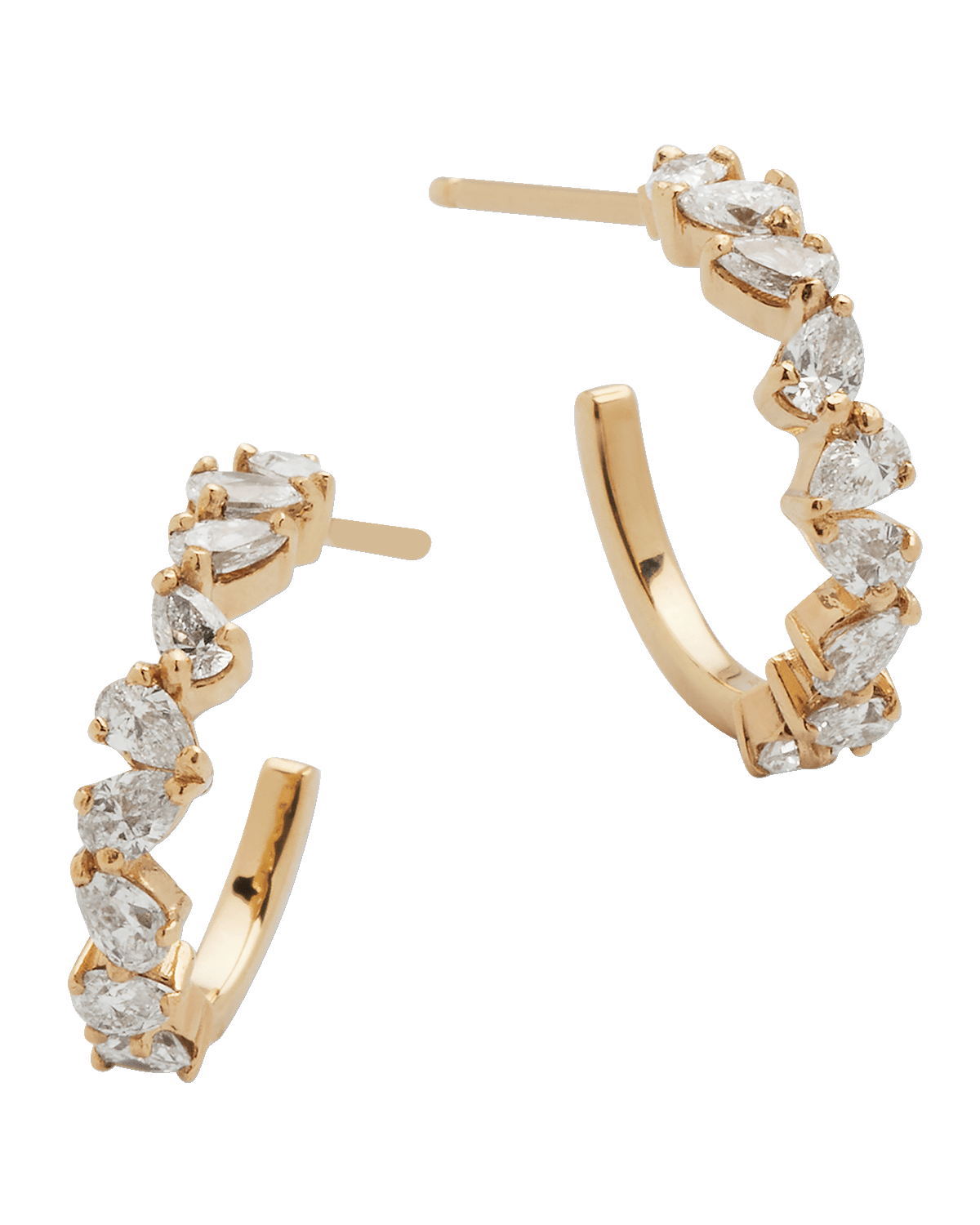 LANA Zig Zag Pear Diamond Huggie Earrings