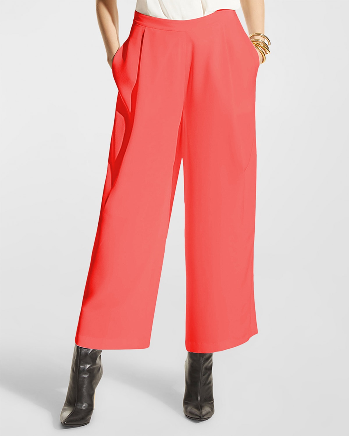 red wide leg pants
