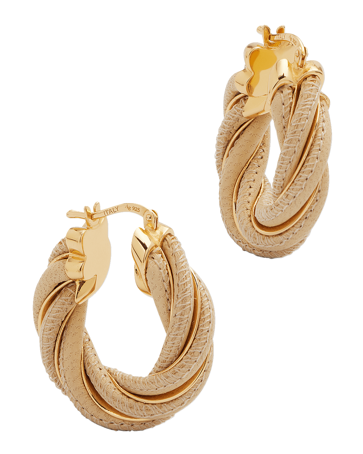 Bottega Veneta Leather Twist Hoop Earrings