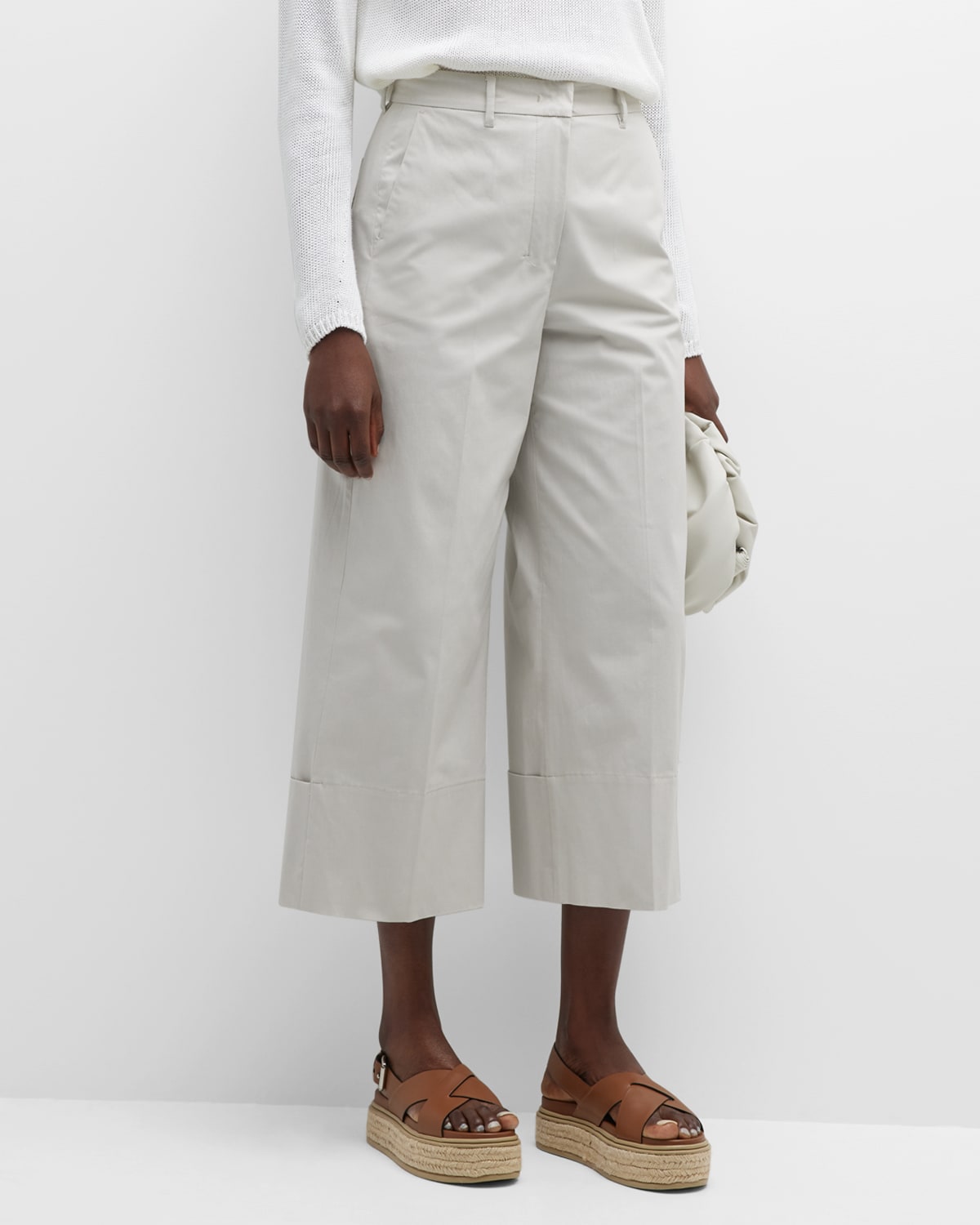 Cuffed Wide Leg Pants | Neiman Marcus