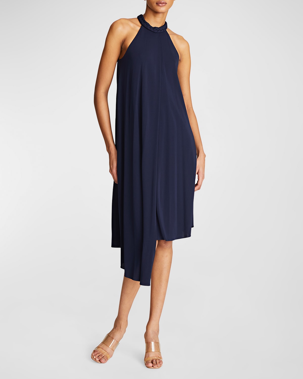 Nettie Halter Sleeveless Lac Midi Dress