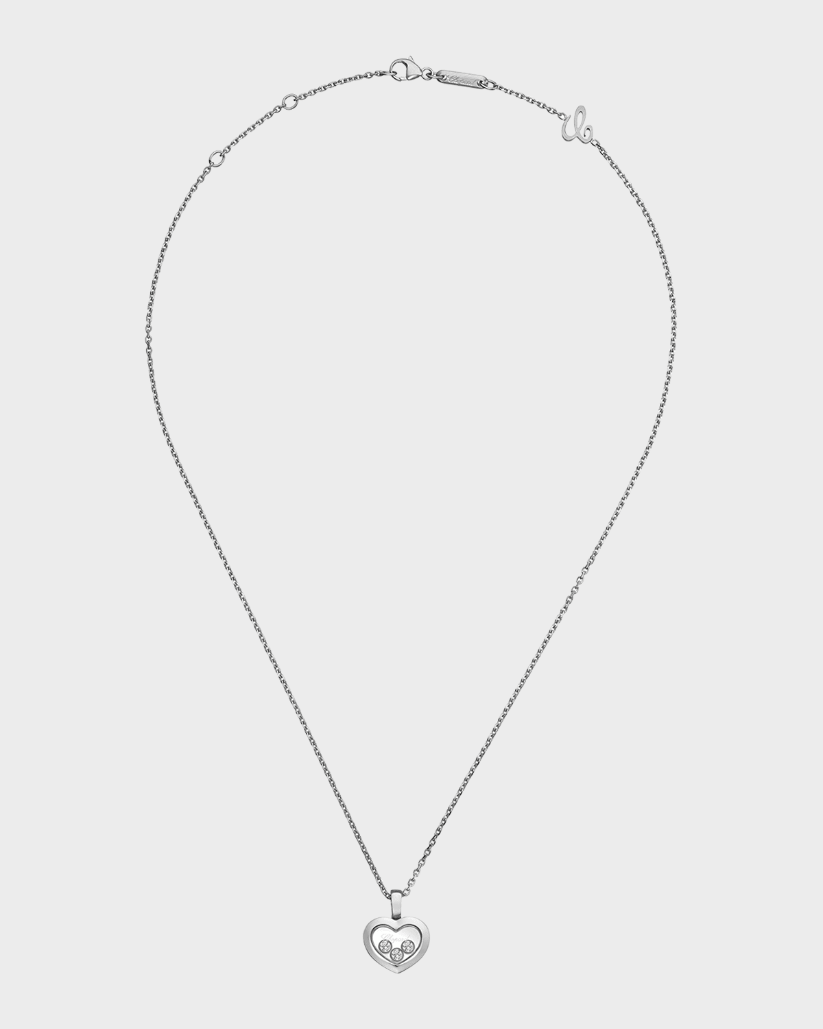 Chopard 18K White Gold Happy Diamond Icons Heart Pendant Necklace