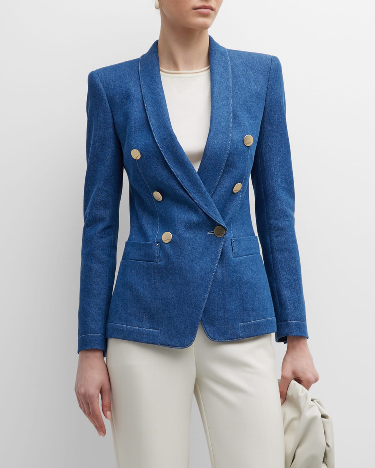 Giorgio Armani Double-Breasted Denim Blazer