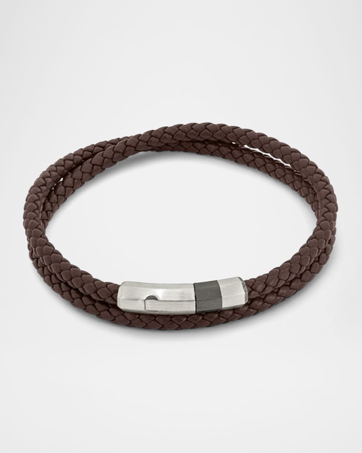 Tateossian Men 's Woven Leather Wrap Bracelet