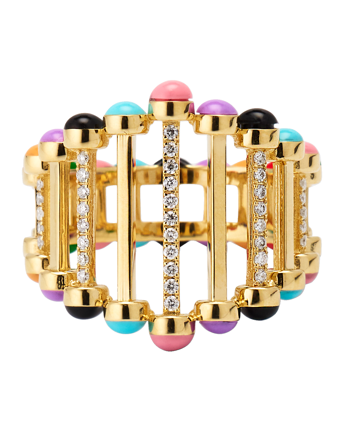 L'atelier Nawbar 18K Yellow Gold Diamond Enamel Twiggy Ring