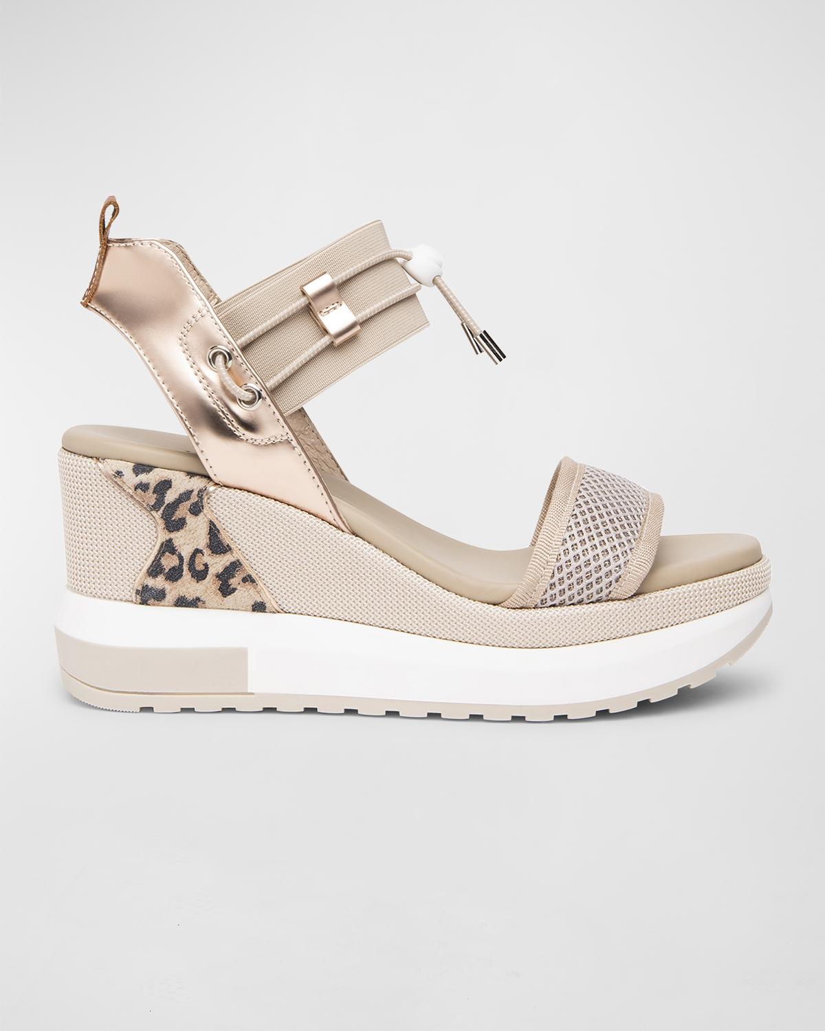 NeroGiardini Platform Wedge Sandals with Bungee Detail
