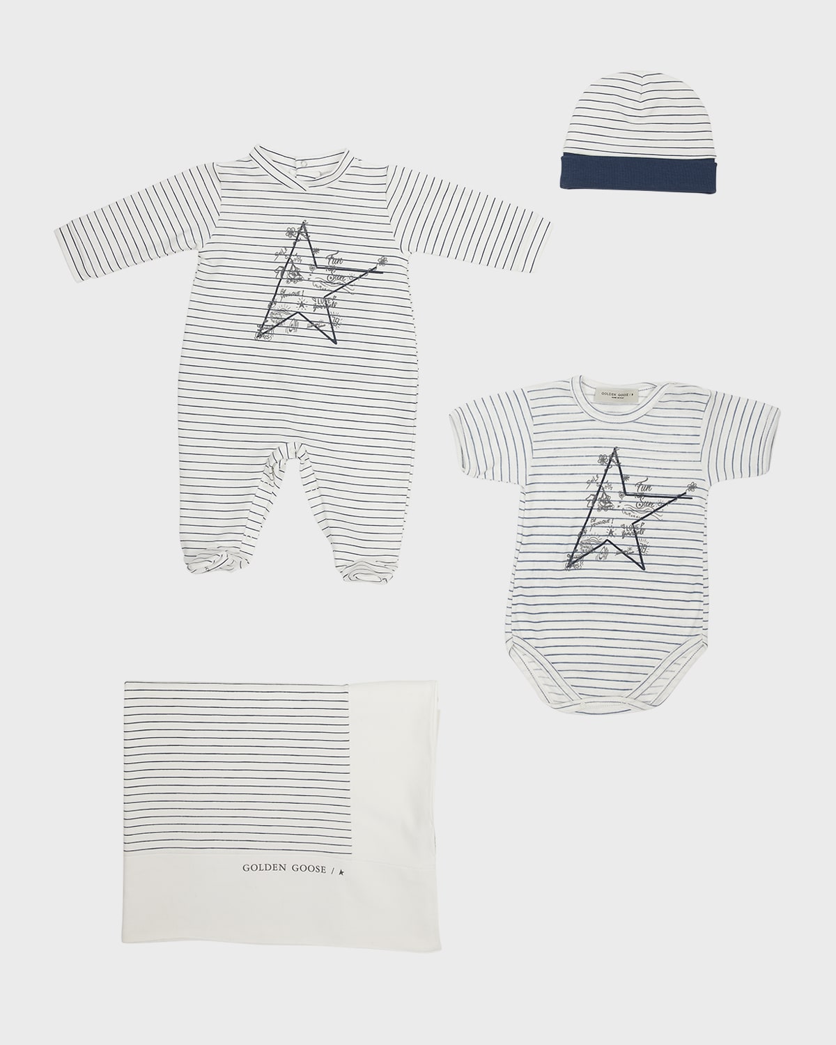 Golden Goose Boy's Stripes And Doodles Baby Gift Set, Size Newborn-9M