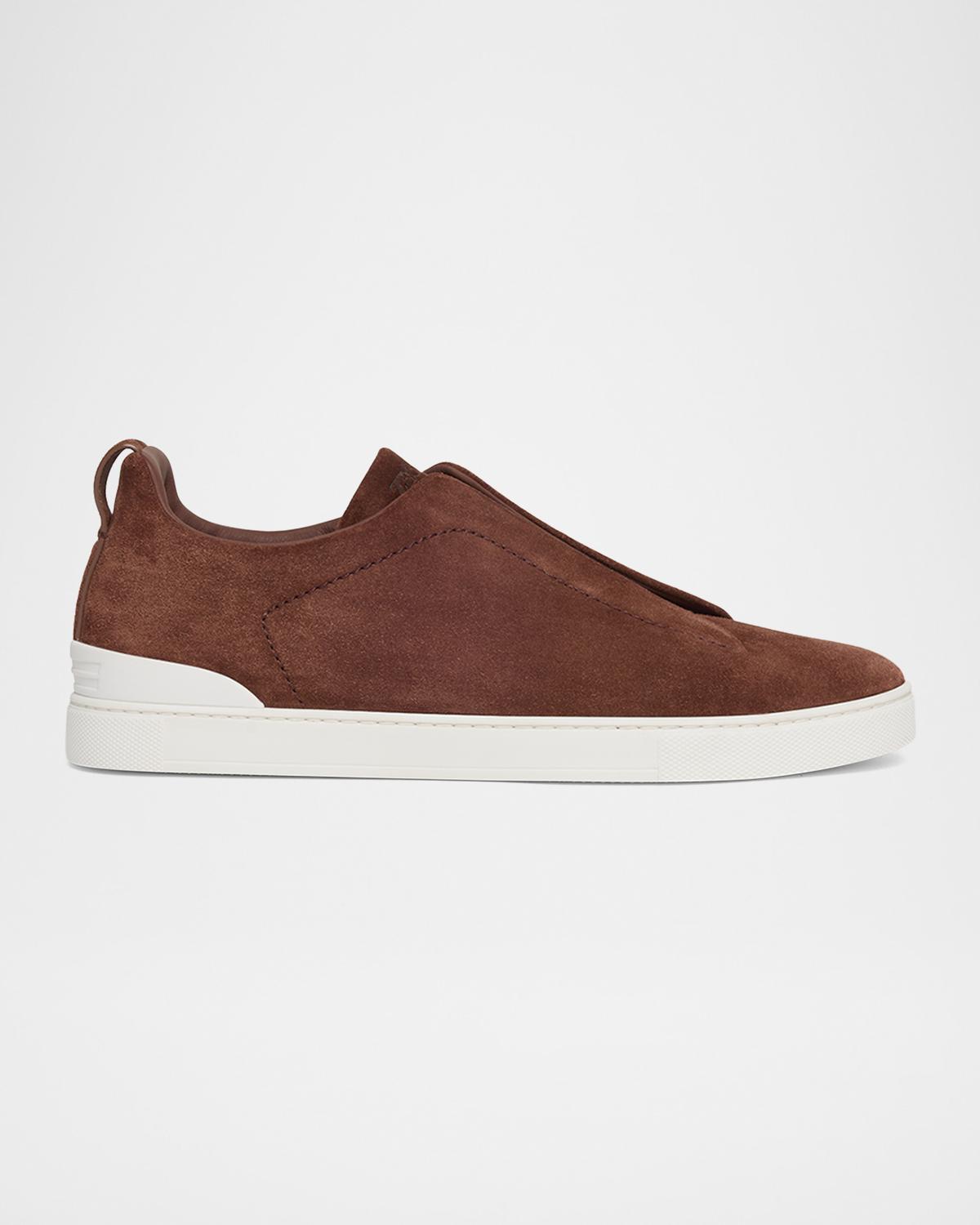 ZEGNA Men's Triple Stitch Suede Sneakers