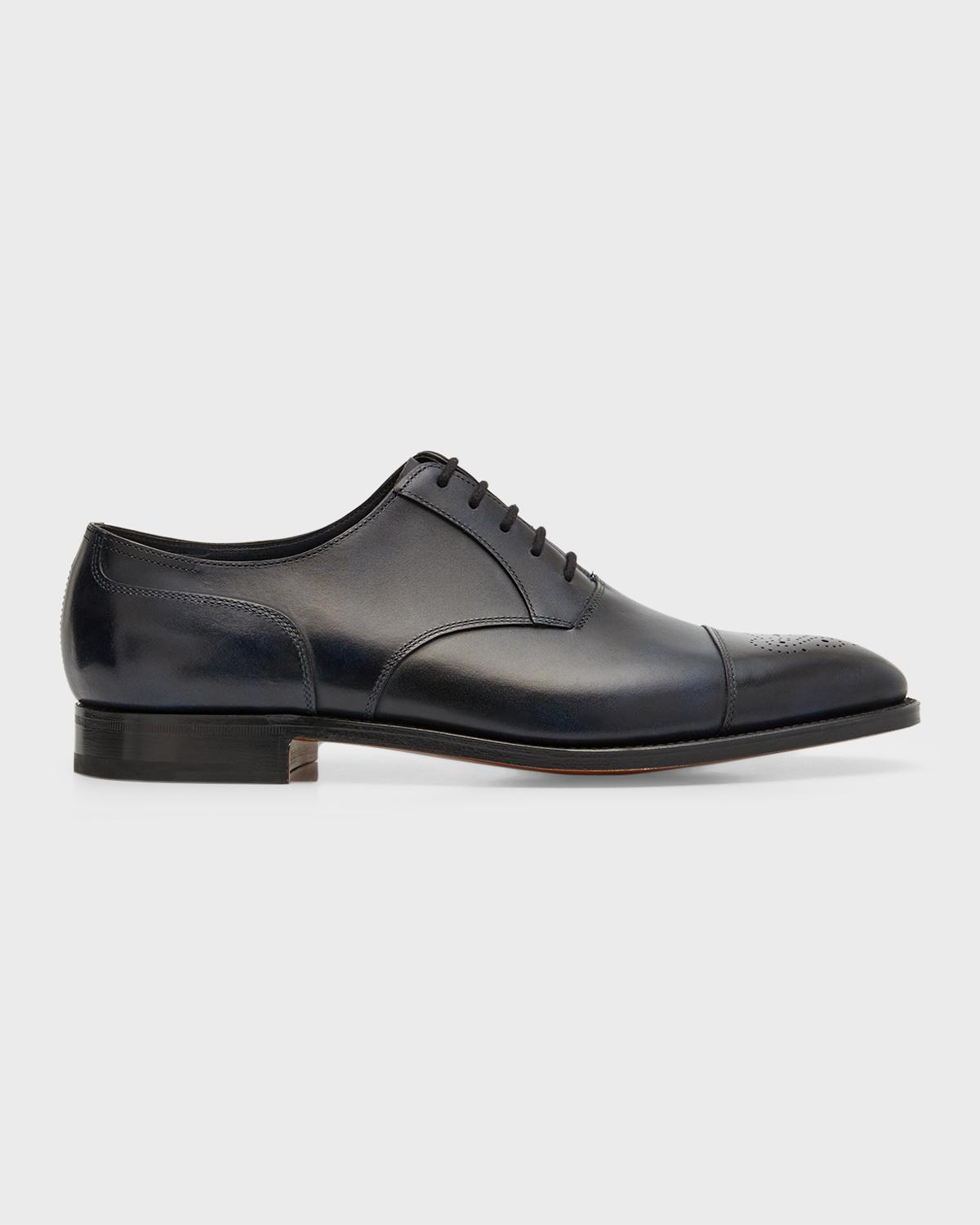 John Lobb Men's Hartland Cap Toe Brogue Leather Oxfords